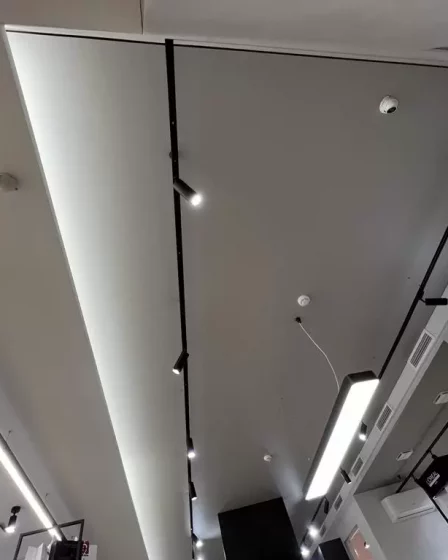 Натяжной потолок с трековым освещением